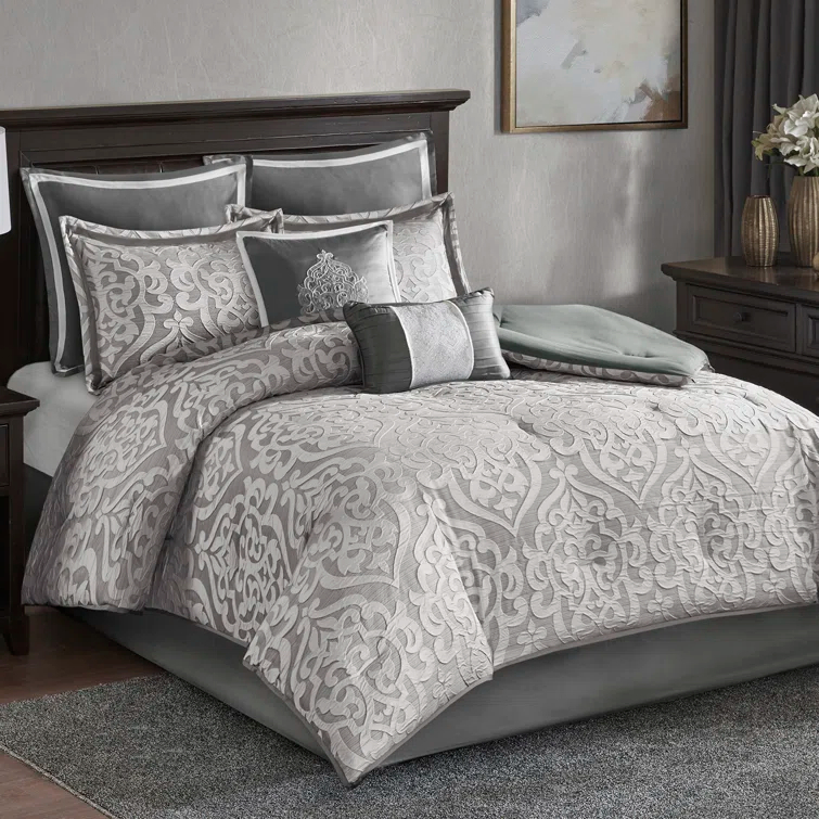 Madison Park Odette Jacquard 8 Piece Comforter Set