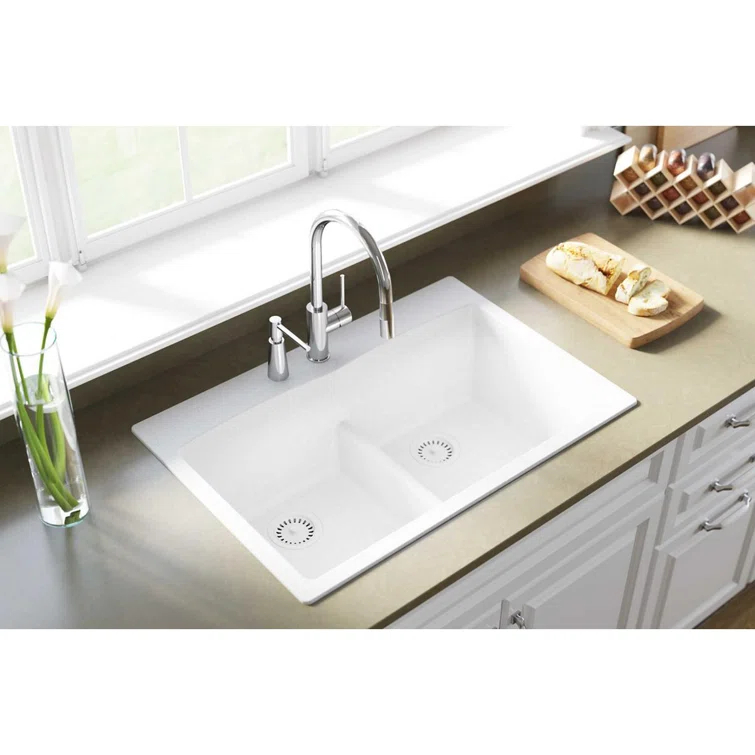 Quartz Classic 33" x 22" x 10" Double Basin Drop-In Kitchen Sink