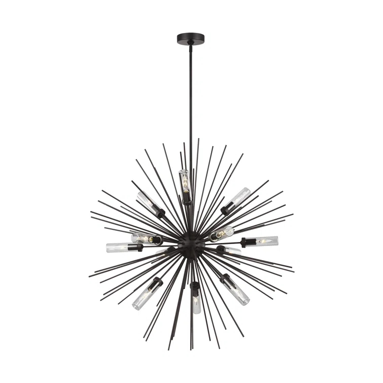 Oil Rubbed Bronze Sputnik 12-Light Outdoor Chandelier with Clear Glass