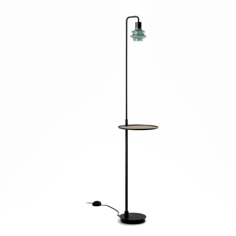 Drop 51.57'' Ebony Black Task Floor Lamp with USB