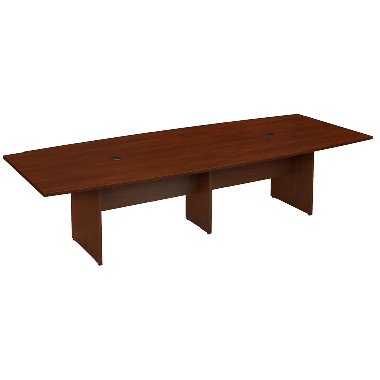 BBF 120W x 48D Boat Shaped Conference Table with Wood Base