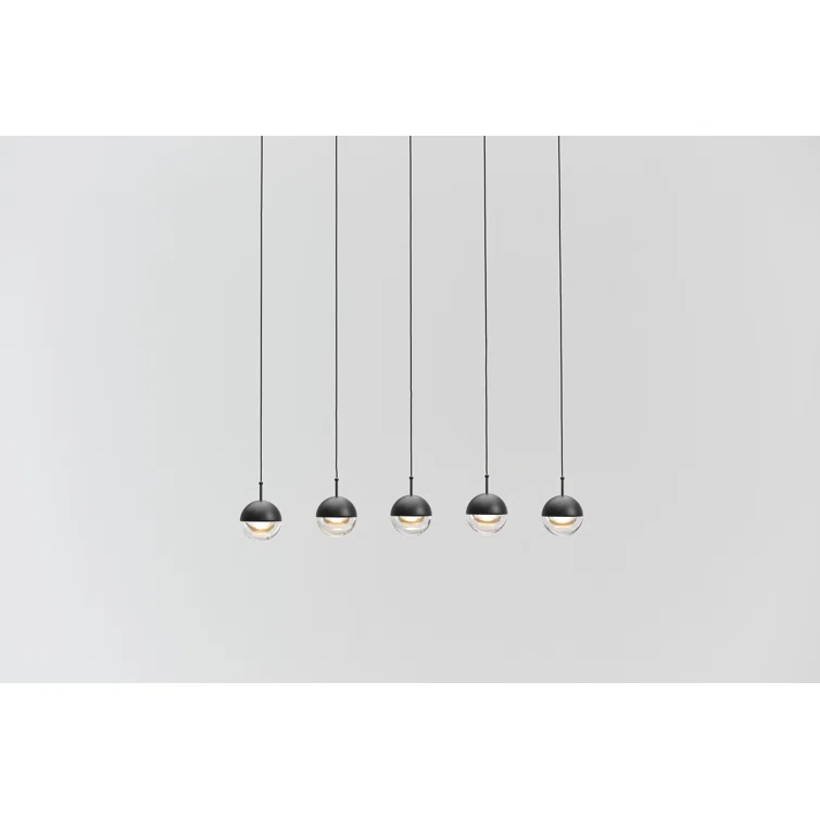 Black Glass LED Linear Suspension Pendant Light