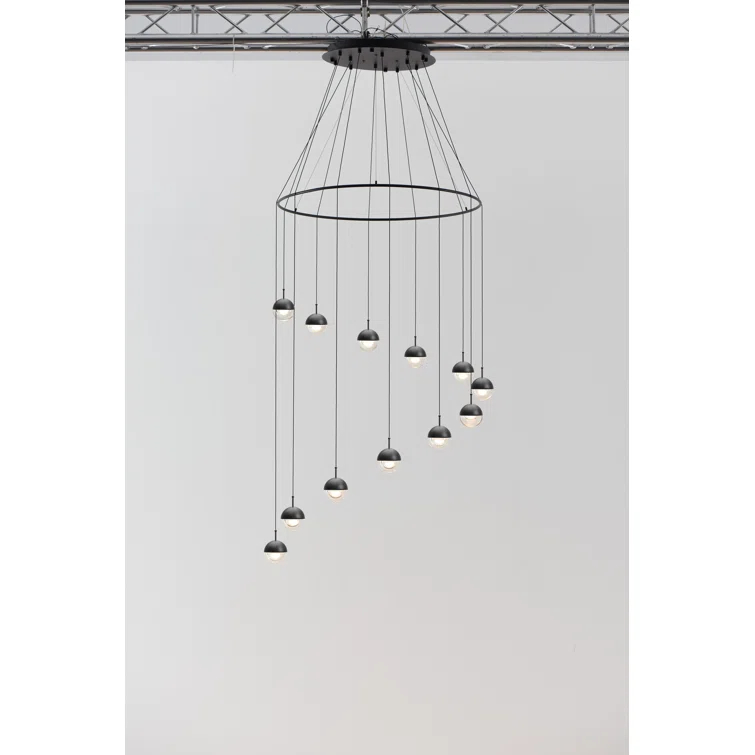 Black Glass LED Globe Pendant Light with Ring