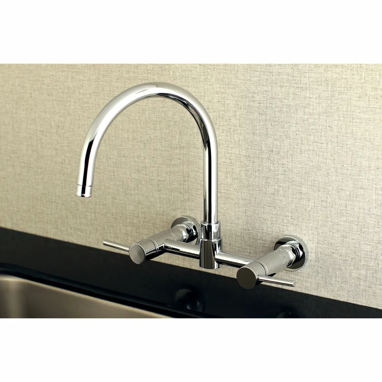 Kingston Brass Concord Double-Handle 2-Hole Wall-Mount Bridge Kitchen Faucet