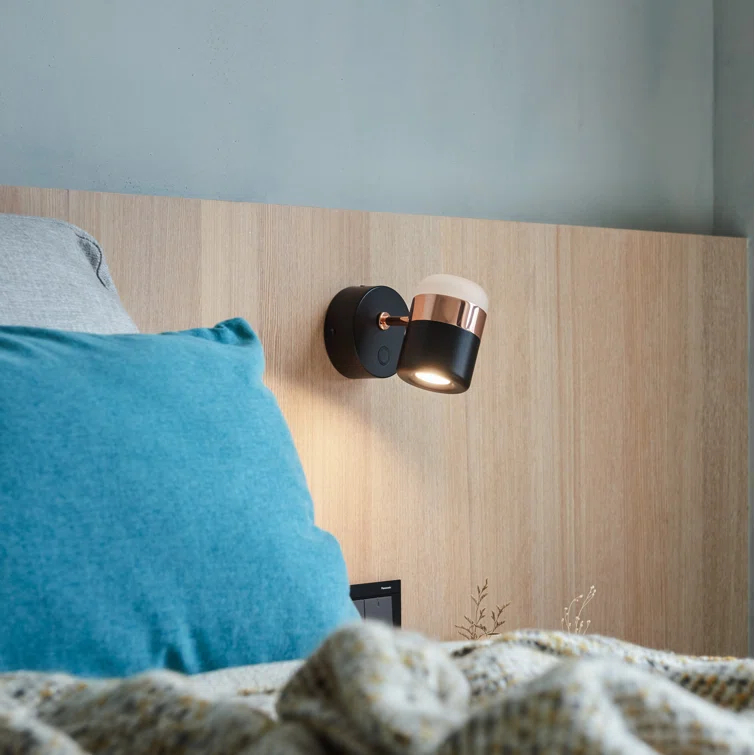 Black and Copper Dimmable Wall Sconce with LED Light