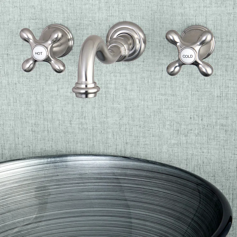 Kingston Brass Vintage Two-Handle 3-Hole Wall Mount Bathroom Faucet