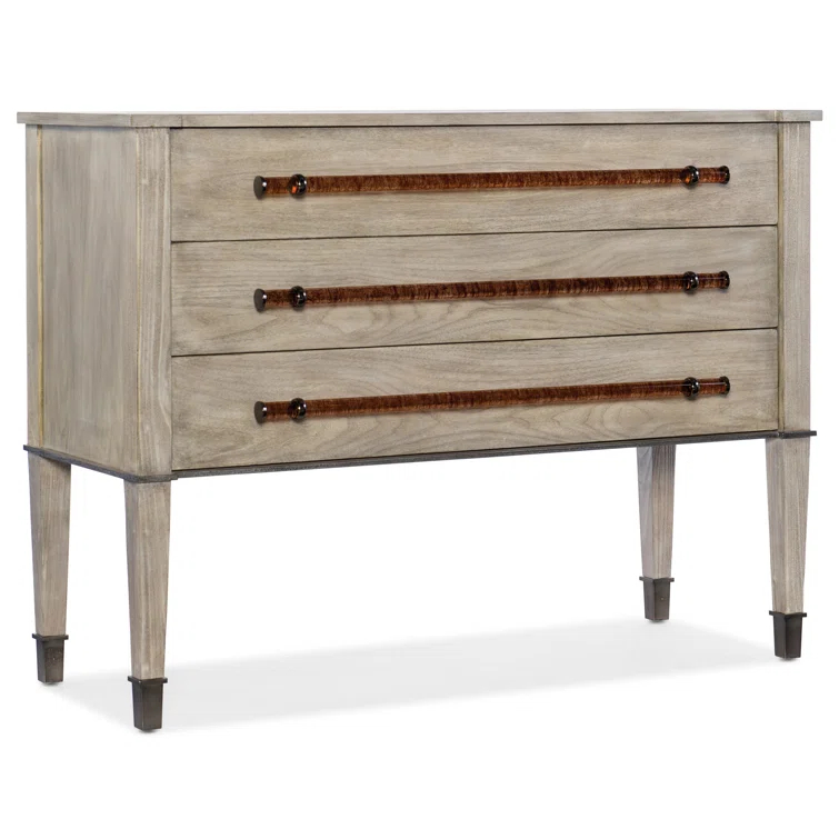 Transitional Melange 3-Drawer Light Wood Dresser with Dovetail Drawers