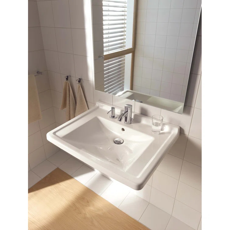 Duravit 0304700000 Starck 3 Ceramic 28" Wall Mount Bathroom Sink with Overflow