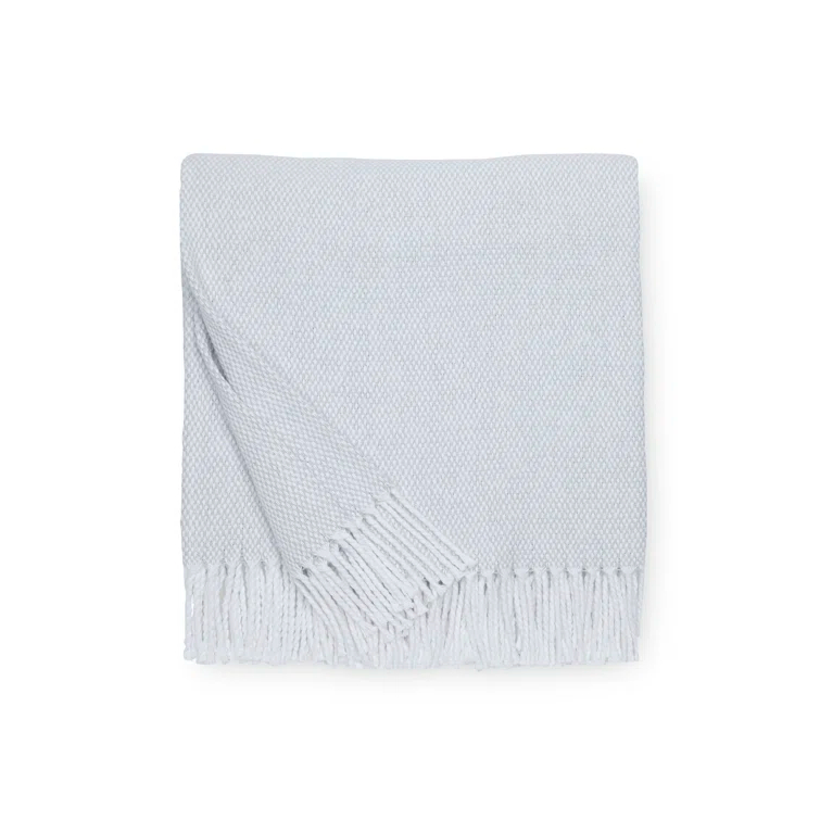 Rustic Gray Cotton Throw with Fringe Detail