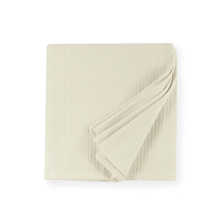 Cozy Ivory Striped Twin-Sized Cotton Knit Blanket