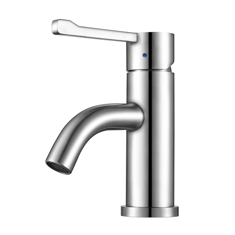 Whitehaus Collection Stainless Steel Extended Single Lever Bathroom Faucet with Pop-up Drain