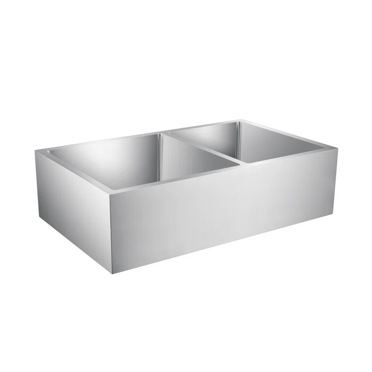 Coriander 33'' L Farmhouse / Apron Double Bowl Stainless Steel Kitchen Sink