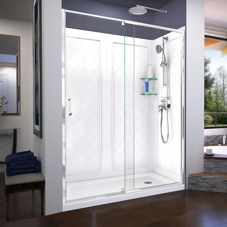 Flex 60" x 76.75" Pivot Semi-Frameless Shower Door