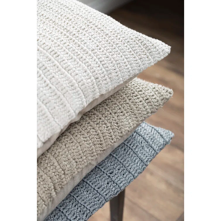 Gray Chunky Knit Linen Square Throw Pillow