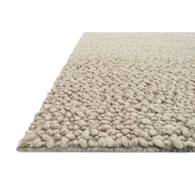 Handmade Oatmeal Wool Rectangular Area Rug 7'9" x 9'9"