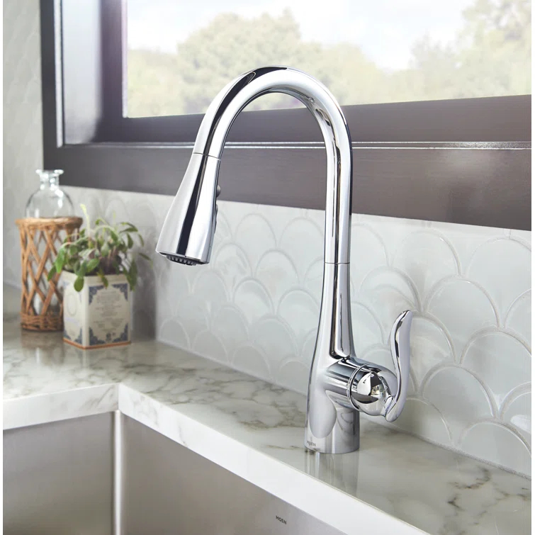 Moen Arbor One Handle Pulldown Kitchen Faucet Featuring Power Boost and Reflex