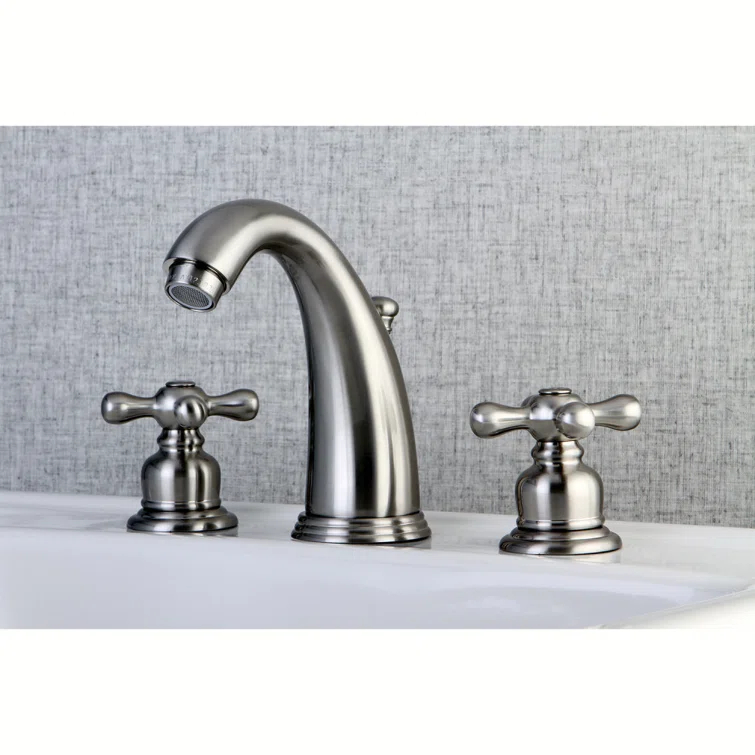 Kingston Brass Victorian Two-Handle 3-Hole Deck Mount Widespread Bathroom Faucet with Retail Pop-Up Drain