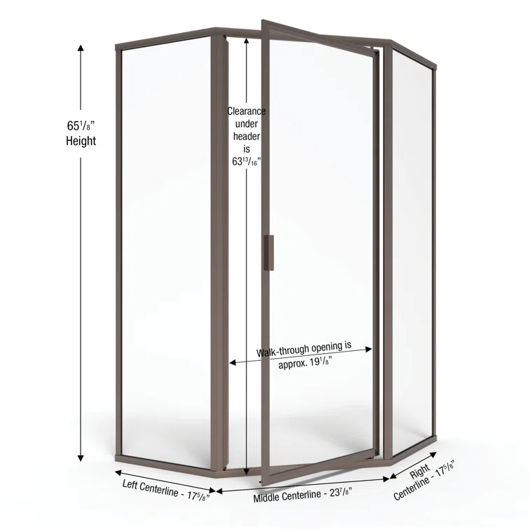Deluxe 57.625'' W 68.625'' H Framed Neo-angle Reversible Shower Enclosure