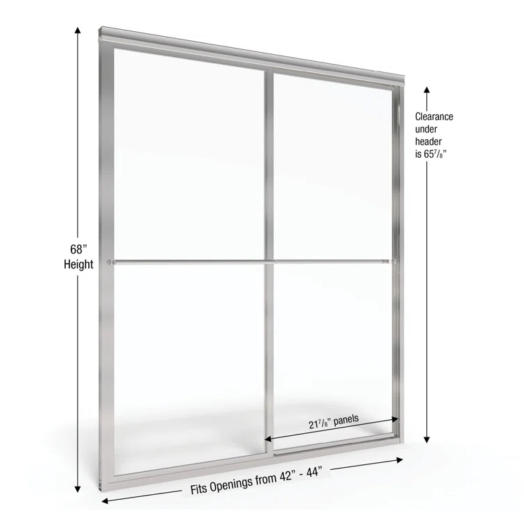 Deluxe 44" W x 68" H Frameless Shower Door