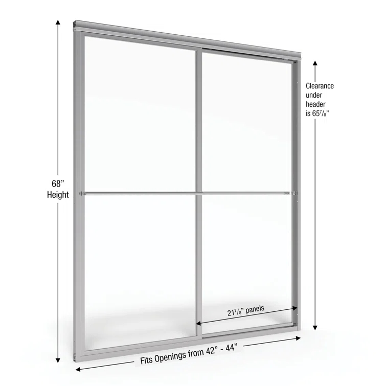 Deluxe 44" W x 68" H Frameless Shower Door