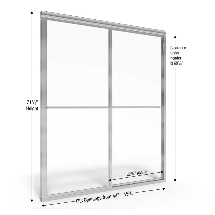 Basco Deluxe 45.75" W x 71.5" H Frameless Shower Door 7150-46RNBN