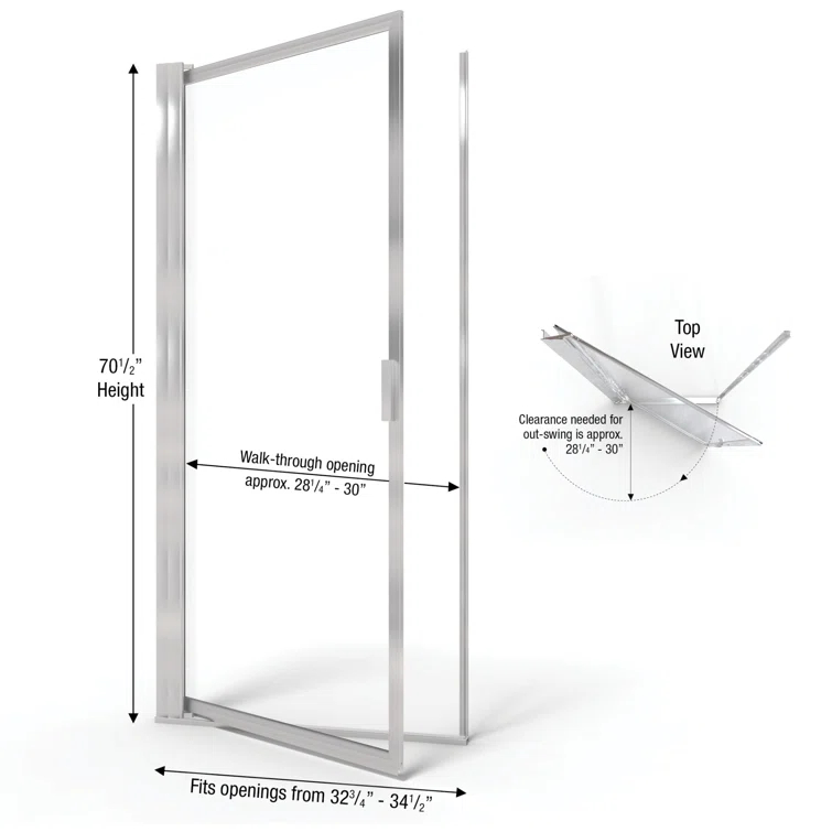 Sopora 32.75" W x 70.5" H Pivot Framed Shower Door