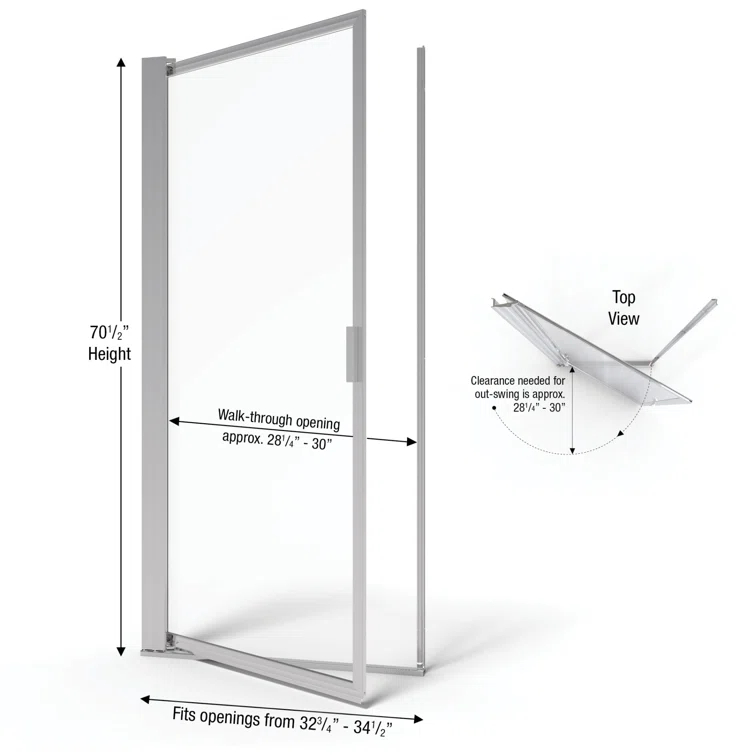 Sopora 32.75" W x 70.5" H Pivot Framed Shower Door