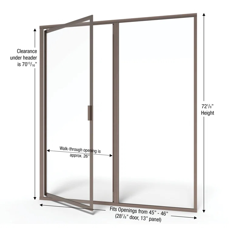 Deluxe 45" W x 72.13" H Framed Shower Door