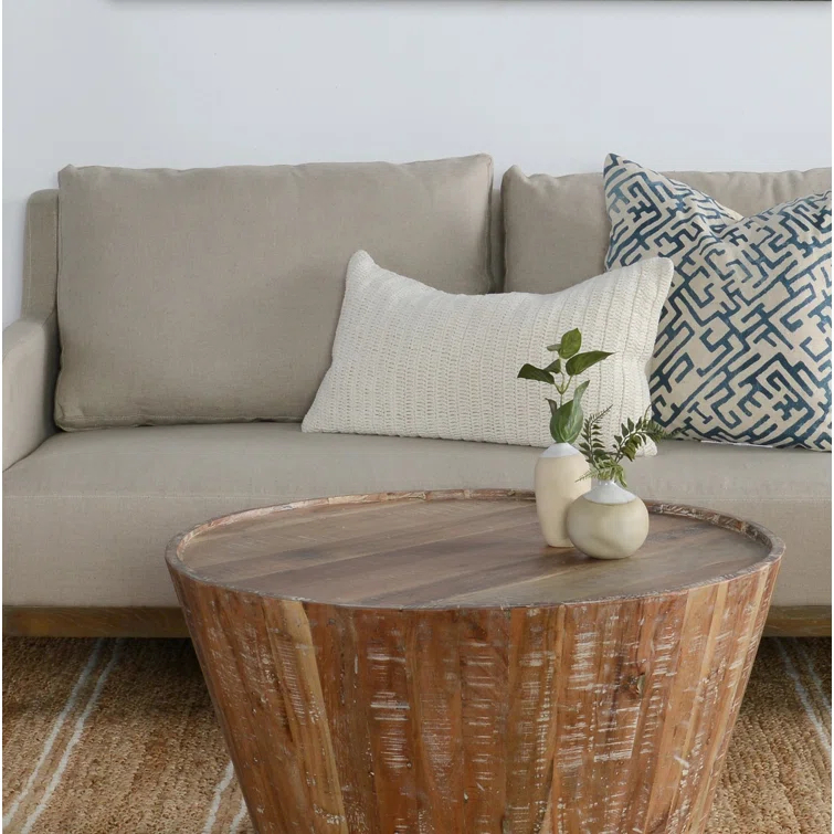 Ivory Linen Knitted Rectangular Lumbar Throw Pillow