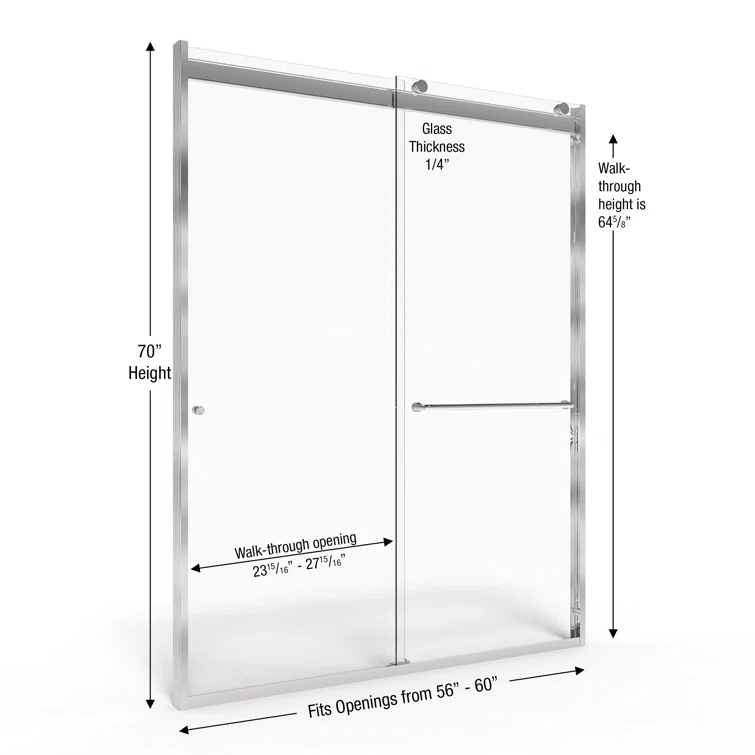Rotolo 60" W x 70" H Semi-Frameless Shower Door