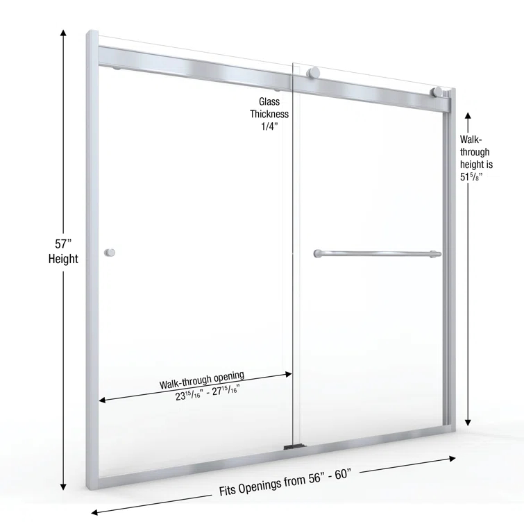 Rotolo 60" W x 57" H Semi-Frameless Tub Door