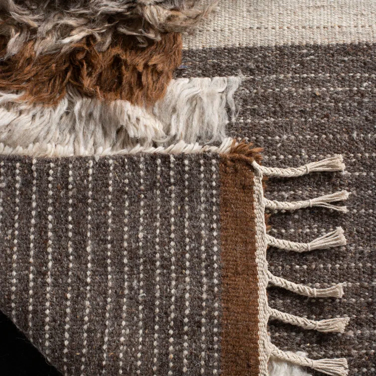 Alimatou Hand Knotted Wool/Cotton Abstract Rug in Gray/Brown