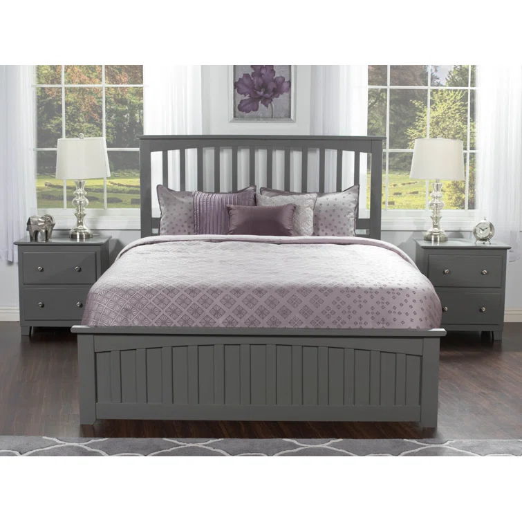 Mission Low Profile Solid Wood Platform Bed with Matching Footboard