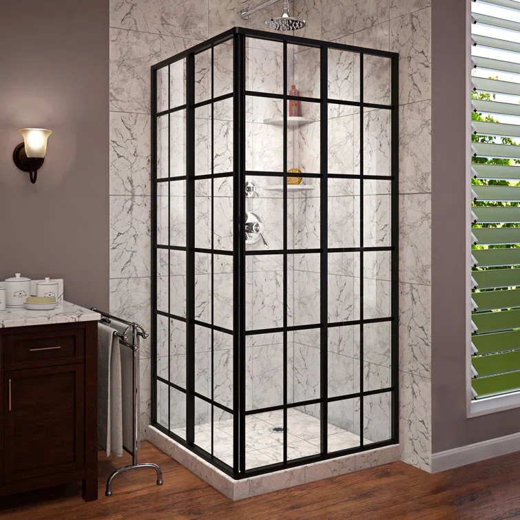 French Corner 40.5" x 72" Square Sliding Shower Enclosure