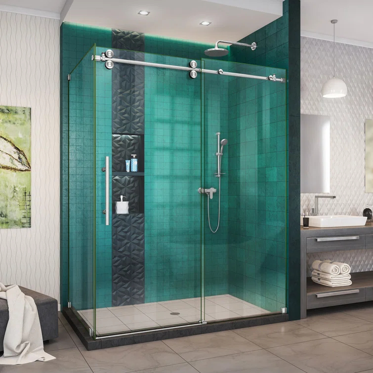 Enigma-XO Single 60.37" W x 34.5" D x 76'' H Frameless Shower Enclosure