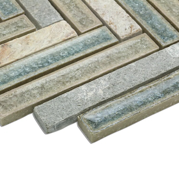 Roman 0.56" x 4" Marble Herringbone Mosaic Wall Tile