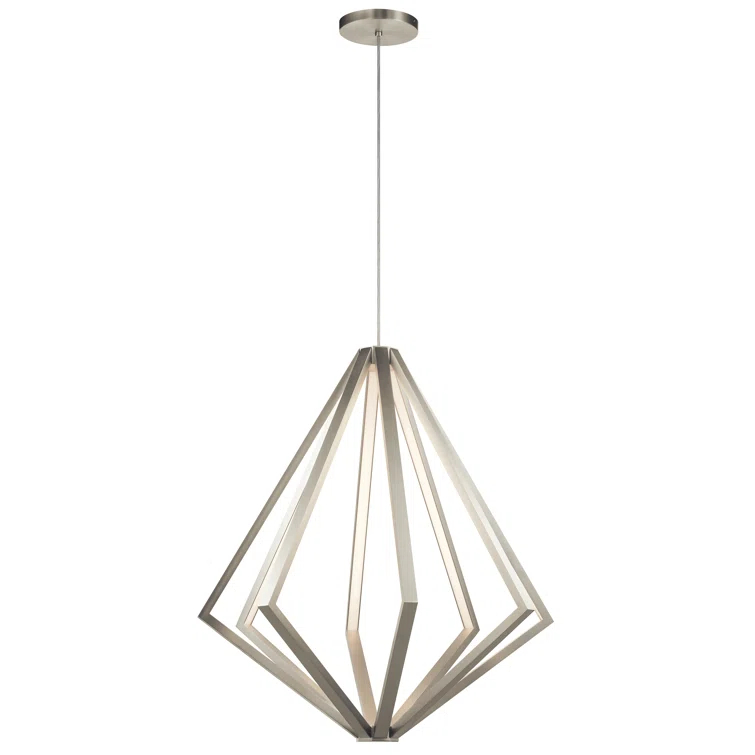 Everest Satin Nickel 8-Light Integrated LED Chandelier with Etched Acrylic