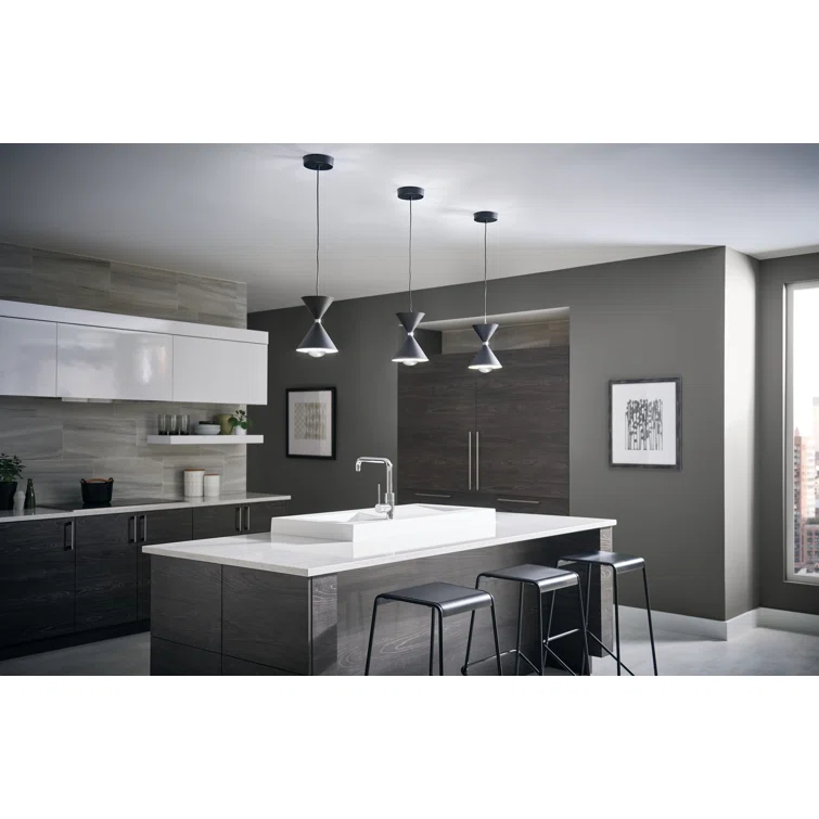 Kordan™ 1 - Light Matte Black/Polished Nickel LED Single Pendant