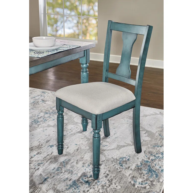 Willow Slat Back Turned Leg Upholstered Side Chair