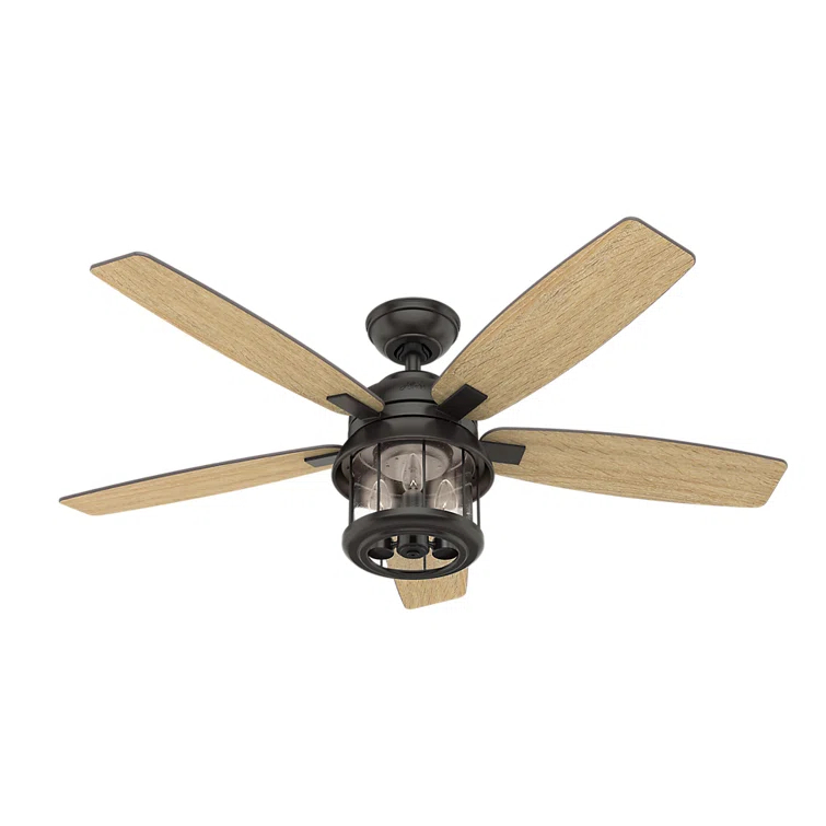 Hunter Fan 52" Coral Bay 5 - Blade Outdoor Standard Ceiling Fan with Remote Control and Light Kit Included