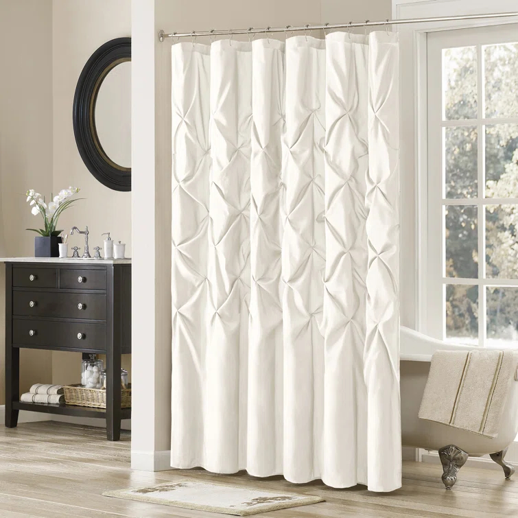 Madison Park Laurel Tufted Semi-Sheer Shower Curtain