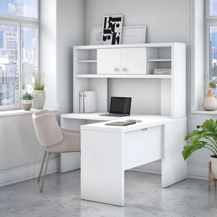 Echo 2-Piece L-Shape Computer Desk Office Set with Hutch