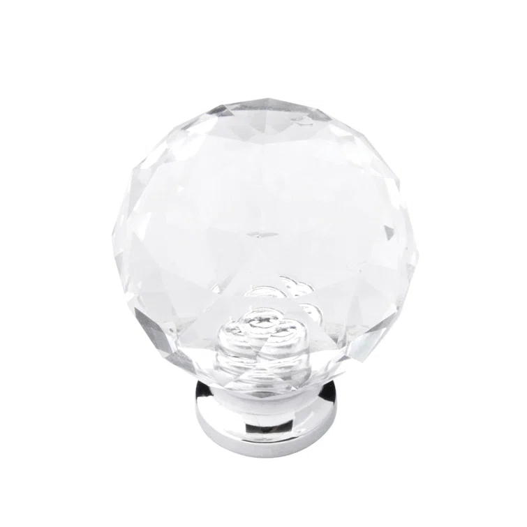 Luster Round Glass Knob with Chrome Finish