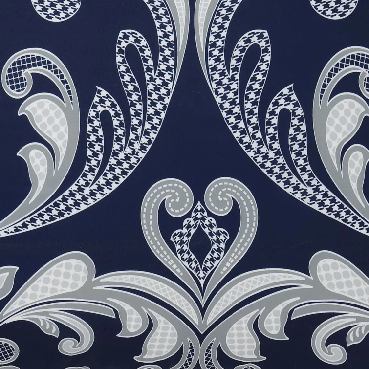 Cottage Classics Dolce Navy & Silver Scroll 10-Piece Comforter Set by Style 212