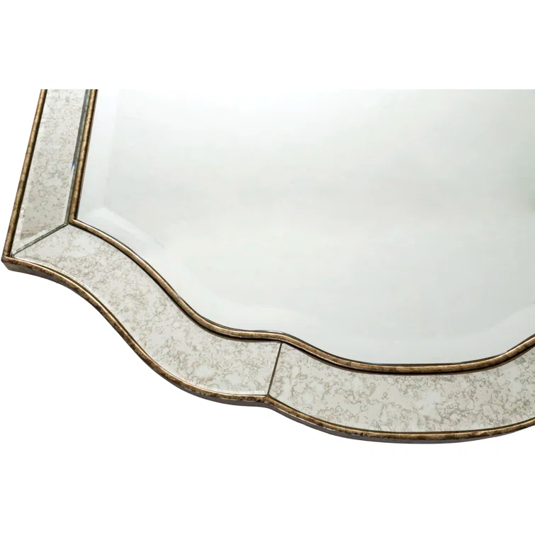 Champagne Trim Aged Silver Full-Length Beveled Wall Mirror