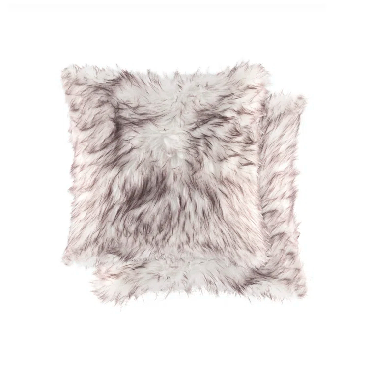 Luxe Belton Animal Print Faux Fur Throw Pillow (Set of 2)