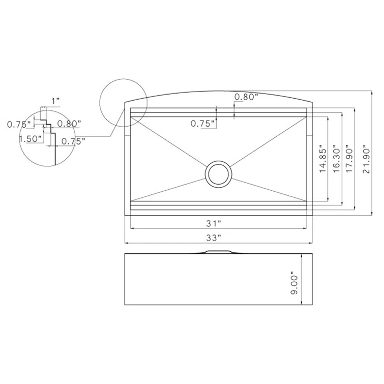 Farmhouse Apron Front 33-in x 22-in Brushed Stainless Steel Single Bowl Workstation Kitchen Sink