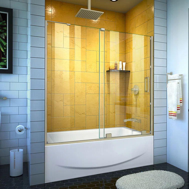 Mirage-Z 56'' W x 58" H Single Sliding Frameless Tub Door with ClearMax™ Technology