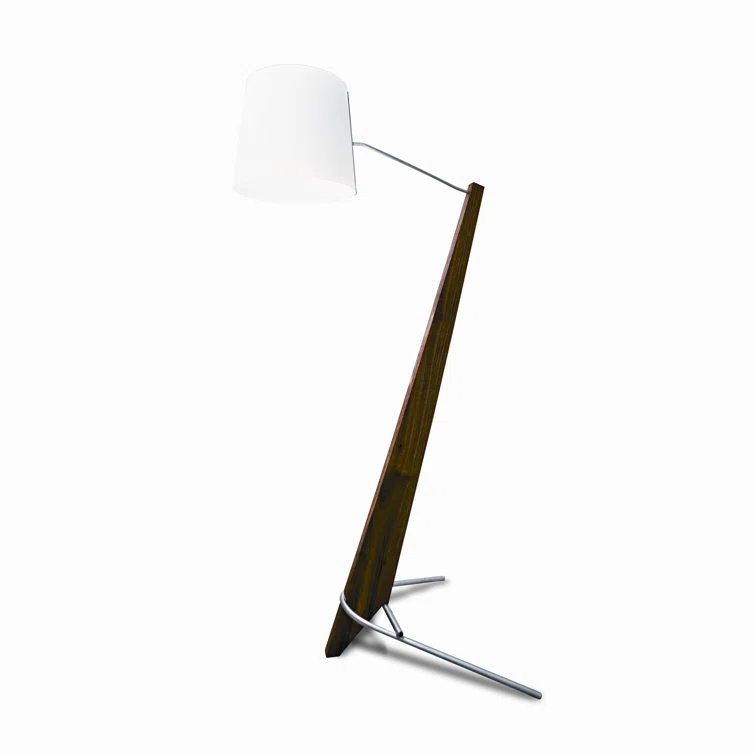 Silva Dark Stained Walnut Floor Lamp with Linen Shade