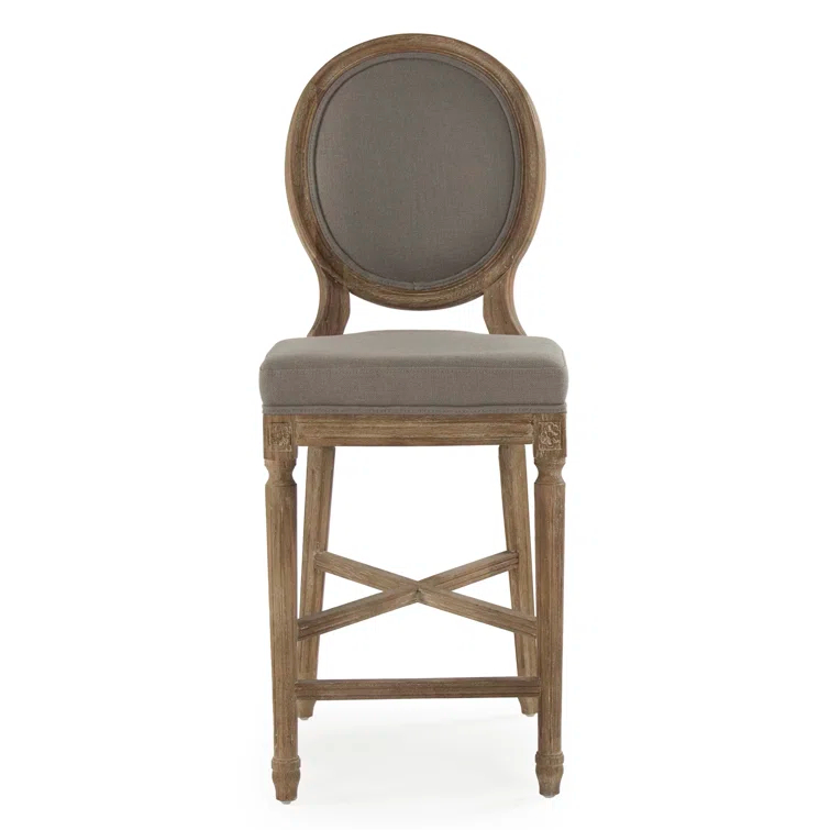 Zentique FC011-35 Counter E272 A048 Medallion Counter Stool, Grey Linen